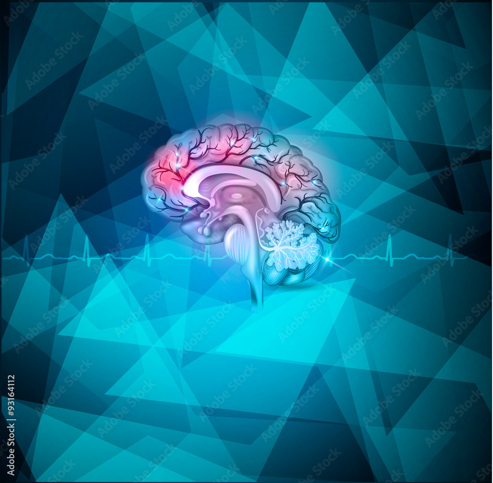 Sticker human brain treatment abstract light blue background