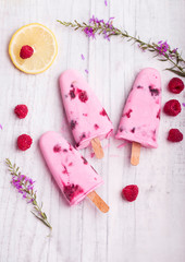 homemade raspberry popsicle