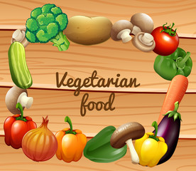 Border design with fresh vegetables