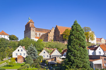 Cityscape of Havelberg with Havel River.