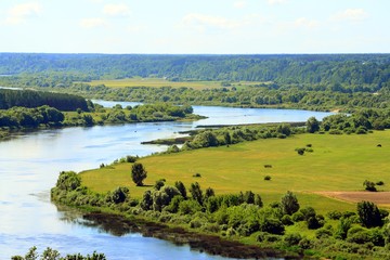 Nemunas river curve view from Vilkija church