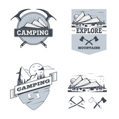 Camping and outdoor activity logos. Stock vector.