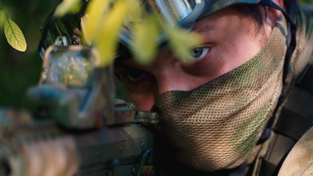 Super close-up of a soldier