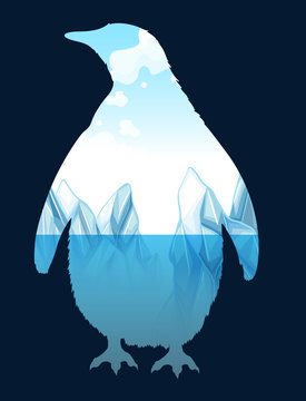 Save wildlife design with penguin