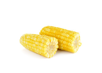 Boiled corn on white background