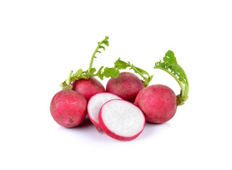 Fresh red radish  on white background
