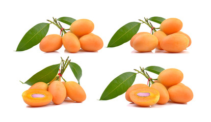 plum marian fruit,mayongchid  on white background