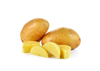 Sliced potatoes on white background