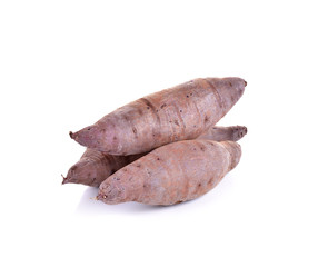 Boiled  purple sweet  yam  on white background