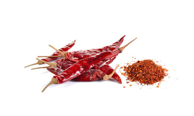 Chili powder on white background