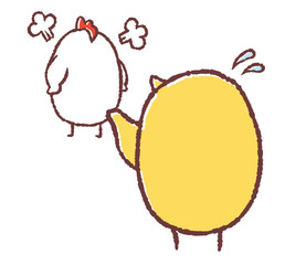ニワトリを怒らしたヒヨコ © TAMAGO POTATO