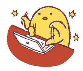 キーボードを叩くヒヨコ