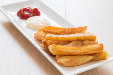 Homemade french fries,Unhealthy food.