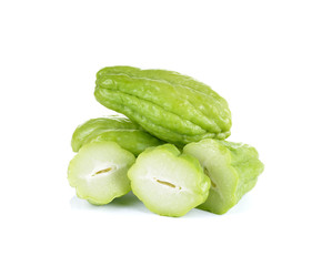 Chayote on white background