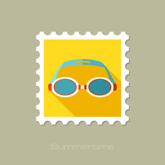 Swimming Goggles flat stamp with long shadow
