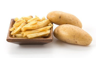 french fries on wood plate