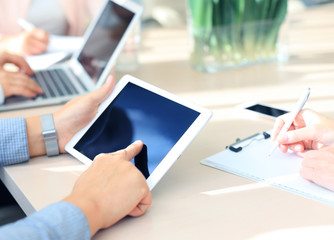 Business adviser analyzing financial figures denoting the progress in the work of the company