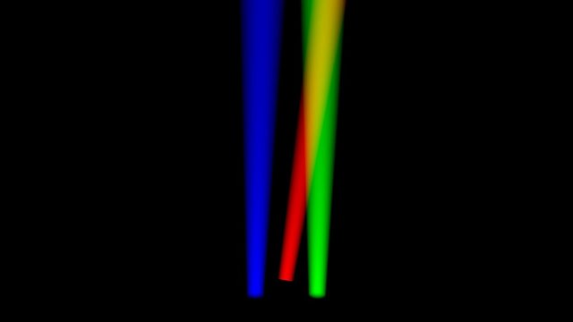 Three colorful spotlights shining upwards