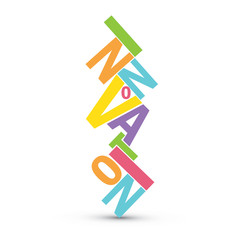Balancing Vector Letters Icon spelling INNOVATION 
