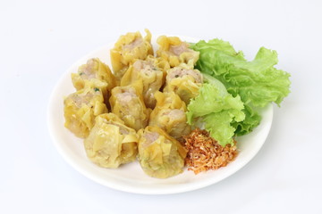 Dumplings on white background