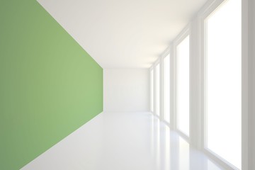 Modern white and green room with window