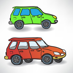 Vector illustration of a two cars on the road
