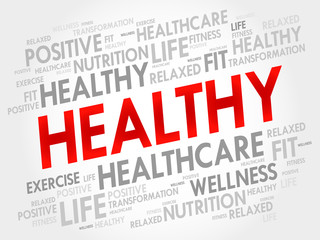 HEALTHY word cloud, fitness, sport, health concept