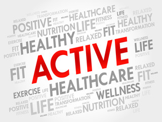 ACTIVE word cloud, fitness, sport, health concept