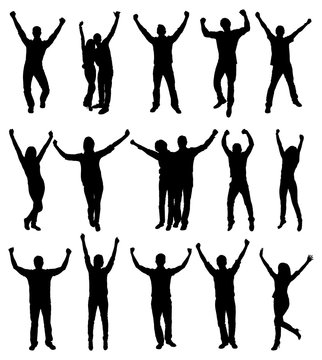 Excited People Silhouettes