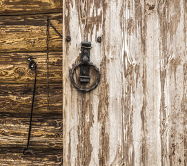 old wooden door handle