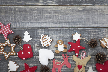 Handmade christmas craft on the wood