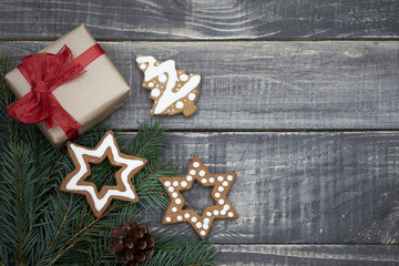 Christmas ornament on old planks
