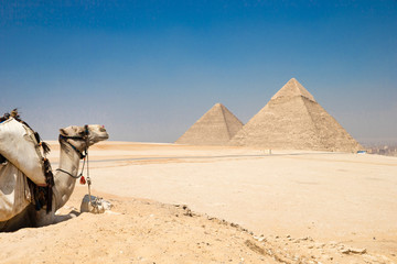 pyramids of Giza in Cairo, Egypt.