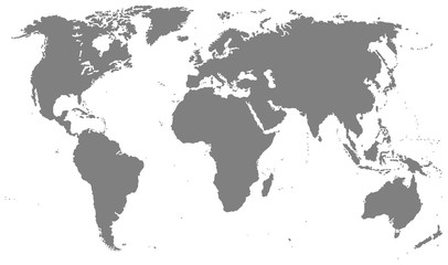 Detailed World Map in Gray Color