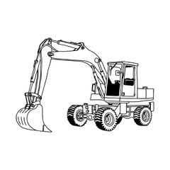 illustration vector hand drawn doodle of hydraulic shovel isolat