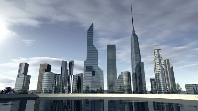Animated skyline of a modern city