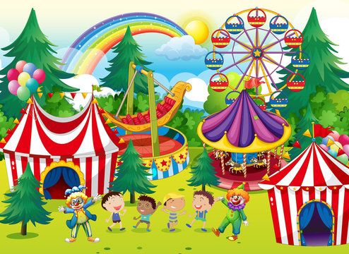 Children playing in the circus