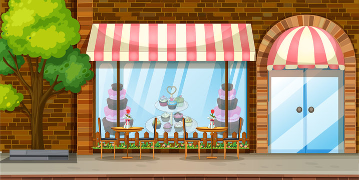 Street scene with bakery shop