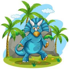 Naklejka premium Blue rubeosaurus standing on grass