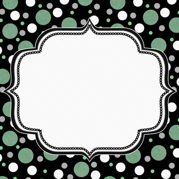 Green, White and Black Polka Dot Frame Background