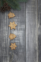 Christmas gingerbread on the wood