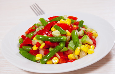 Mixed vegetables on plate