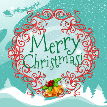 Merry Christmas sign with wreth