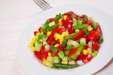 Mixed vegetables on plate