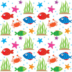 colorful cute fish and sea creature patttern