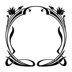 black round decorative floral frame in the art Nouveau style © Svetlana Komarova