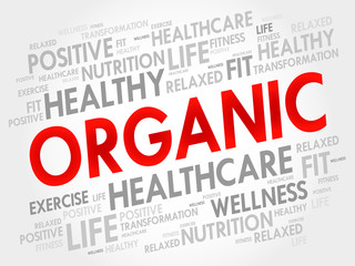 ORGANIC word cloud, fitness, sport, health concept
