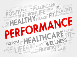 PERFORMANCE word cloud, fitness, sport, health concept