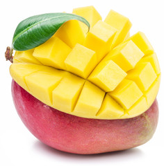 Mango fruit and mango cubes. The picture of high quality.