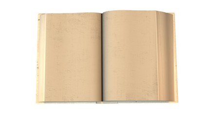 open old blank book isolated on white background